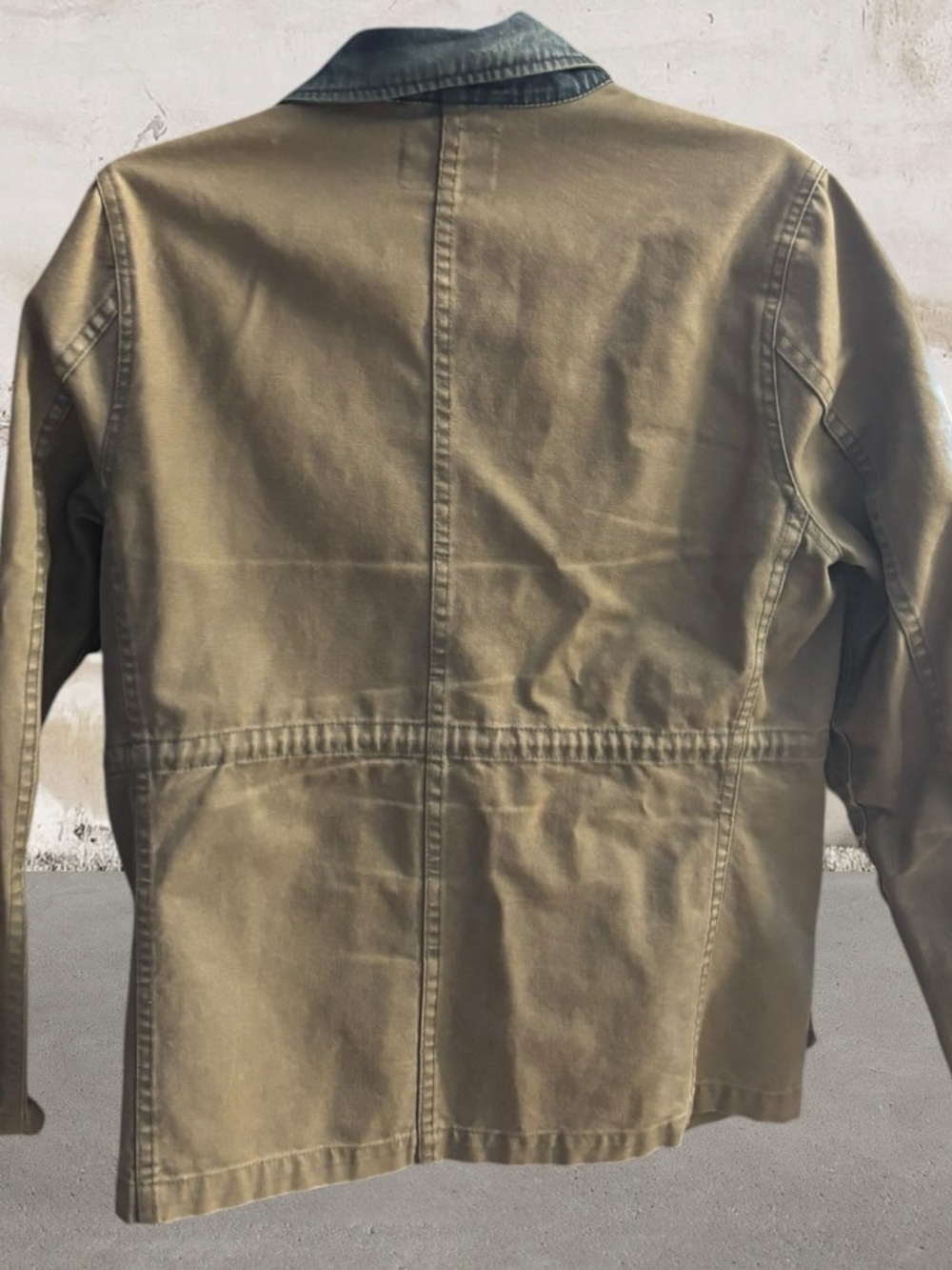 OBEY Men's Olive Brown Work Jacket with Denim Collar Size Small - Picture 4 of 6